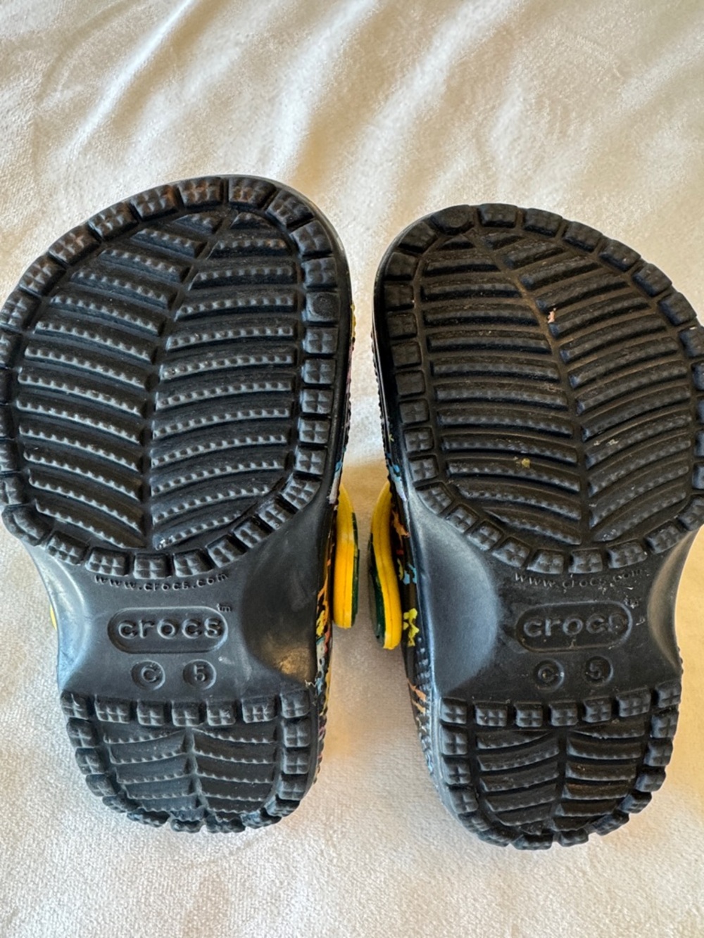 CROCS Kids Black Clog with Yellow Strap and Colorful Crayola Print - Picture 5 of 6